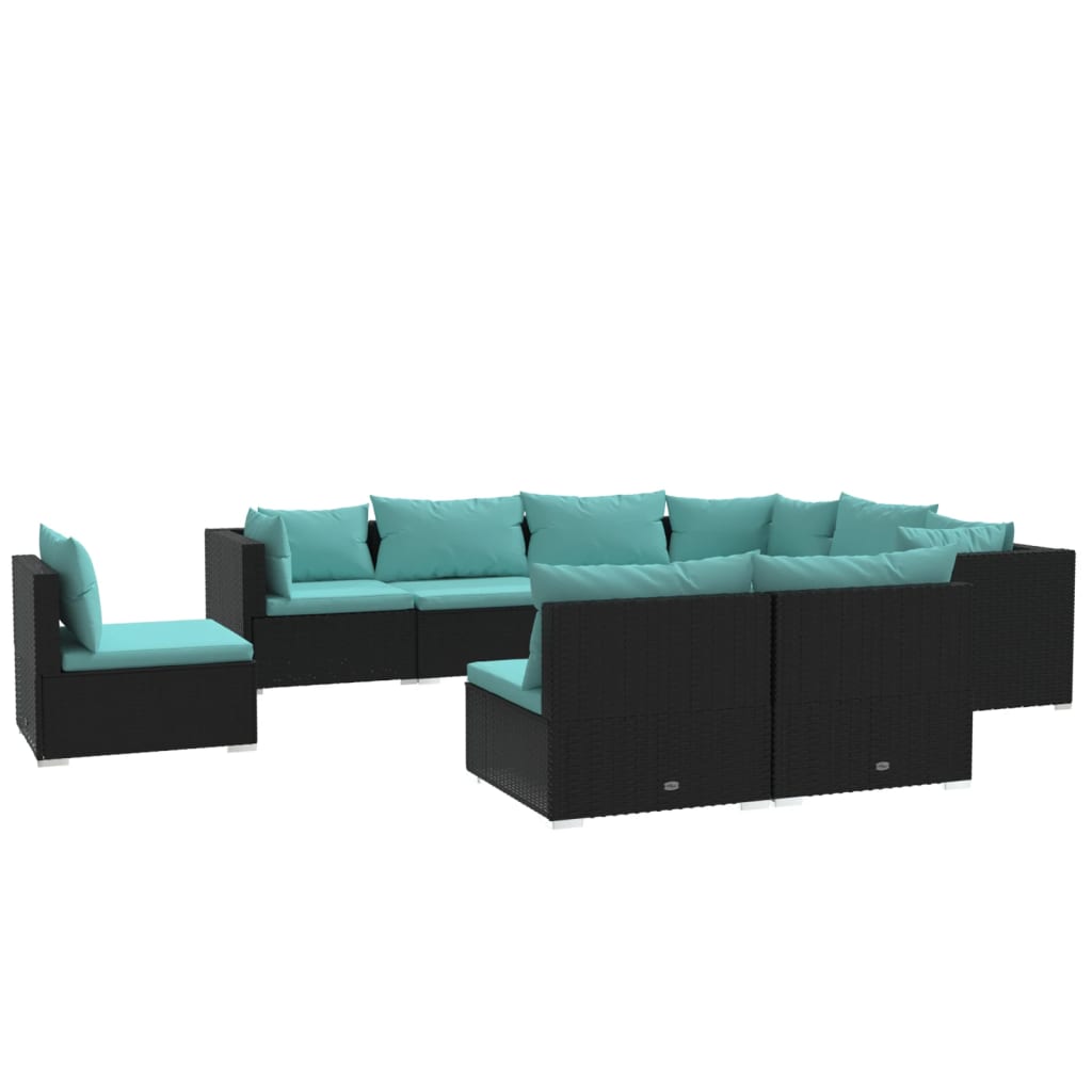 Garden Lounge Set Black PE rattan Large Modular