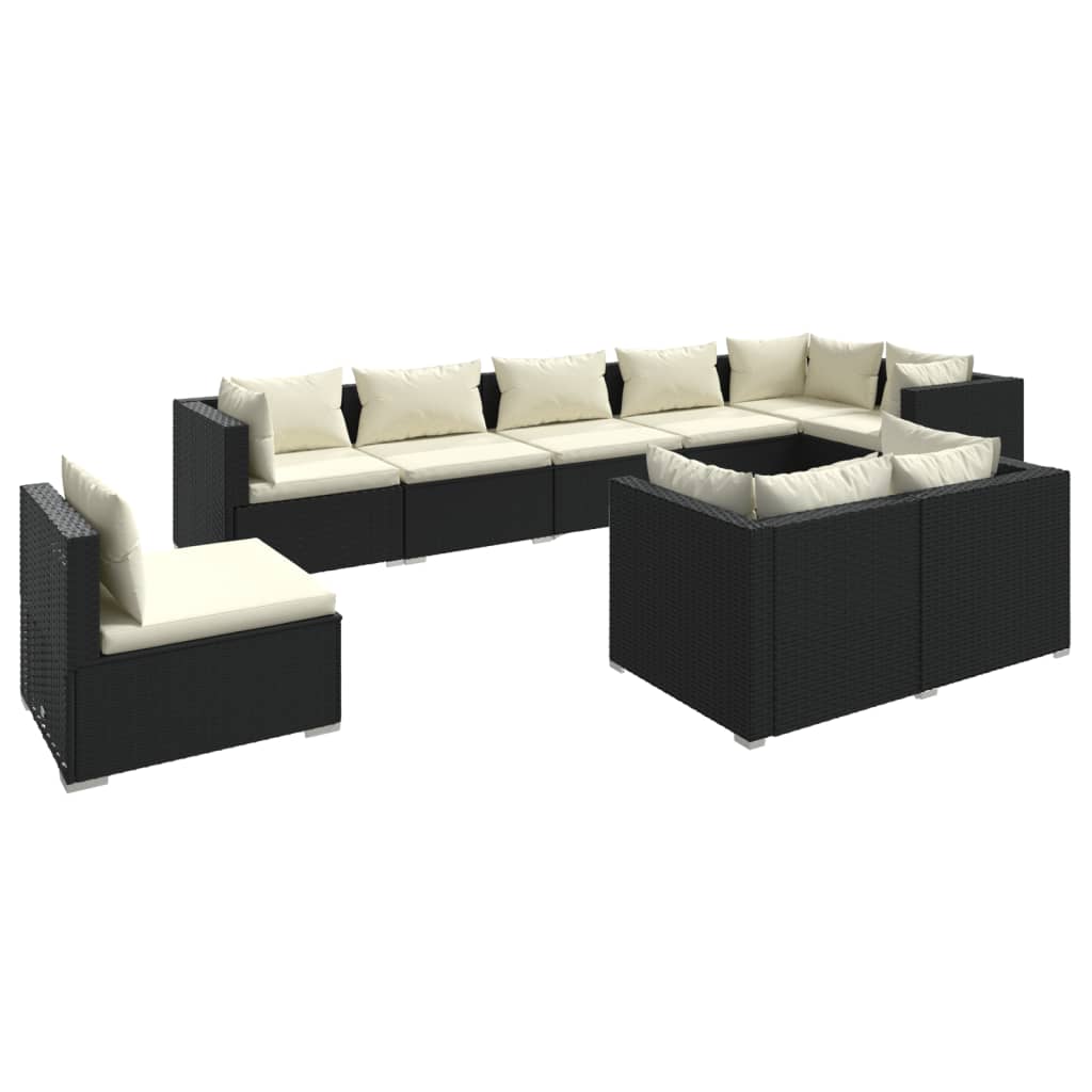 Garden Lounge Set Black, Cream