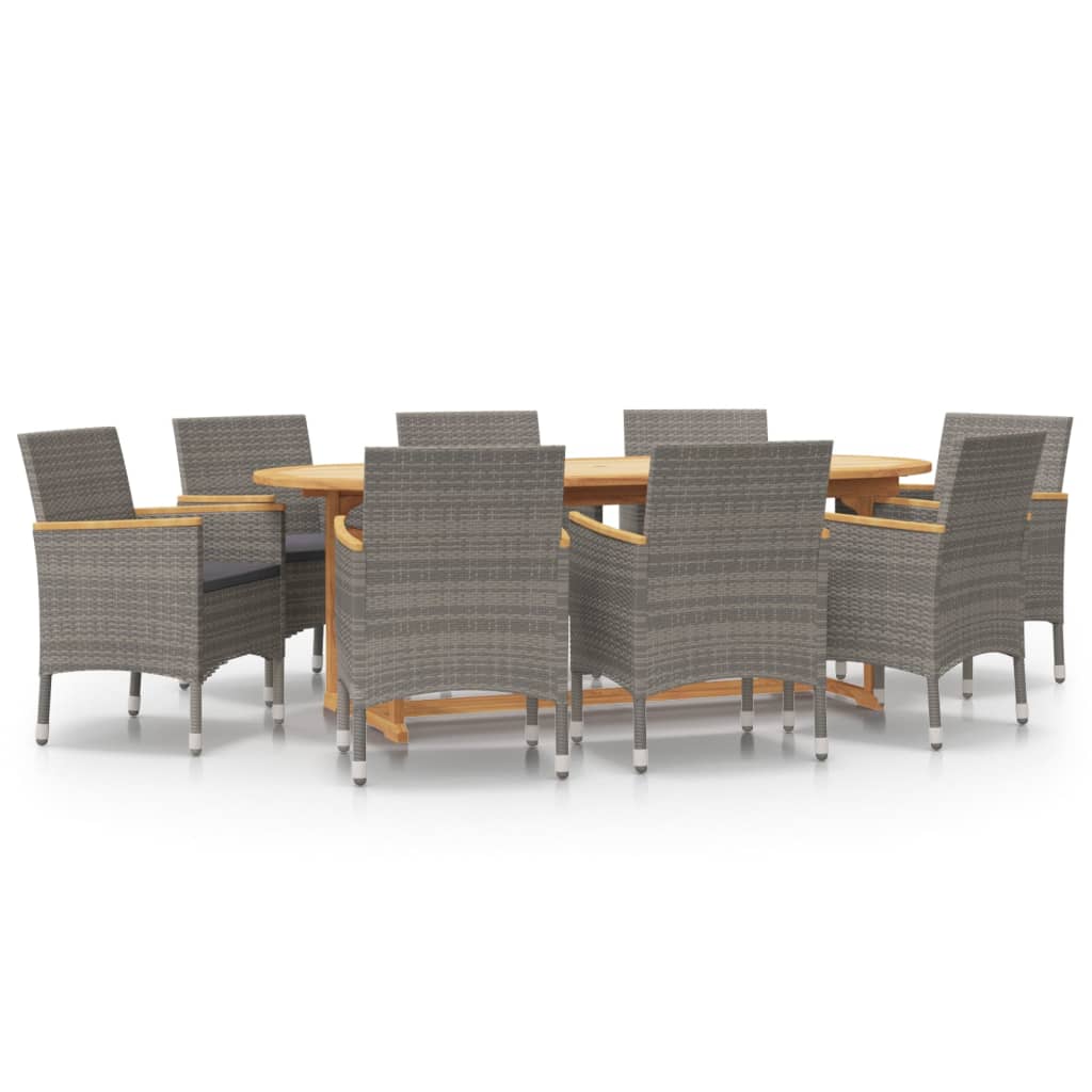 Garden Dining Set Grey Solid Acacia wood Ergonomic