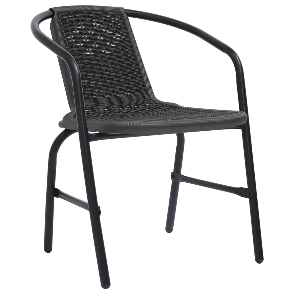 Garden Chair Set of 4 Black Plastic rattan Standard Stackable