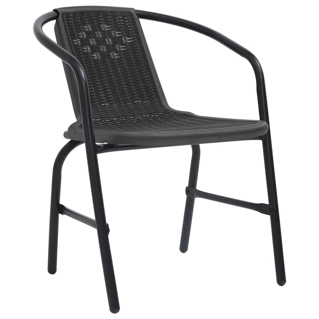 Garden Chair Set of 6 Black Plastic rattan, steel Standard