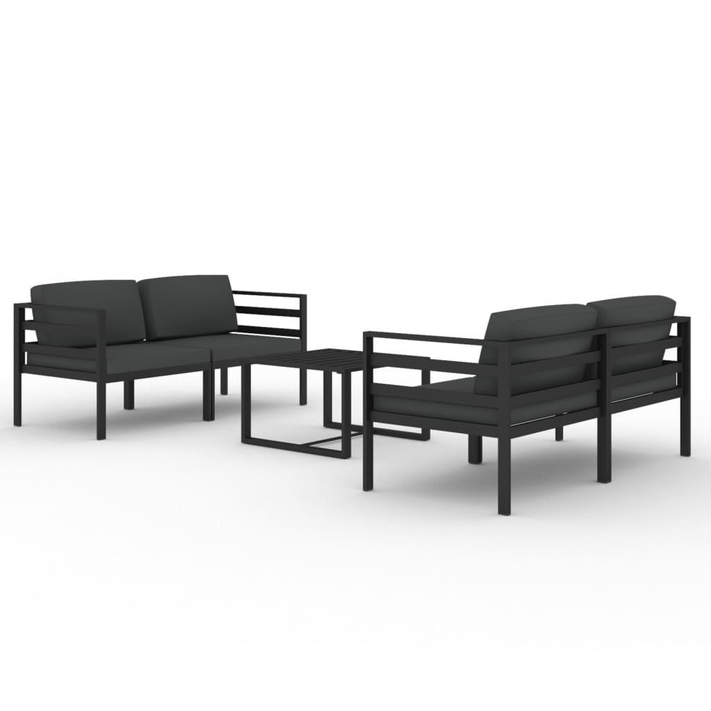 Patio Lounge Set Anthracite Aluminium, Polyester Medium Modular