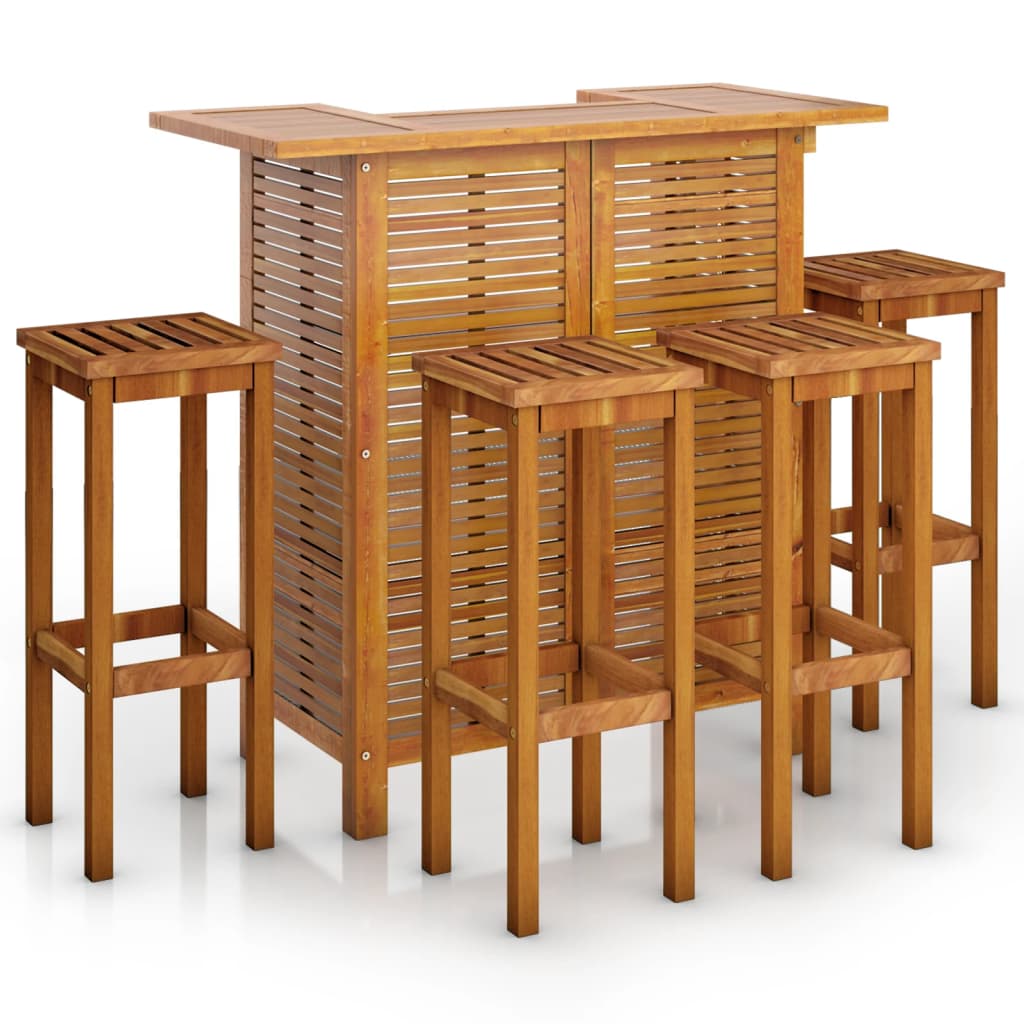 Garden Bar Set Brown Solid Acacia wood Medium Footrest