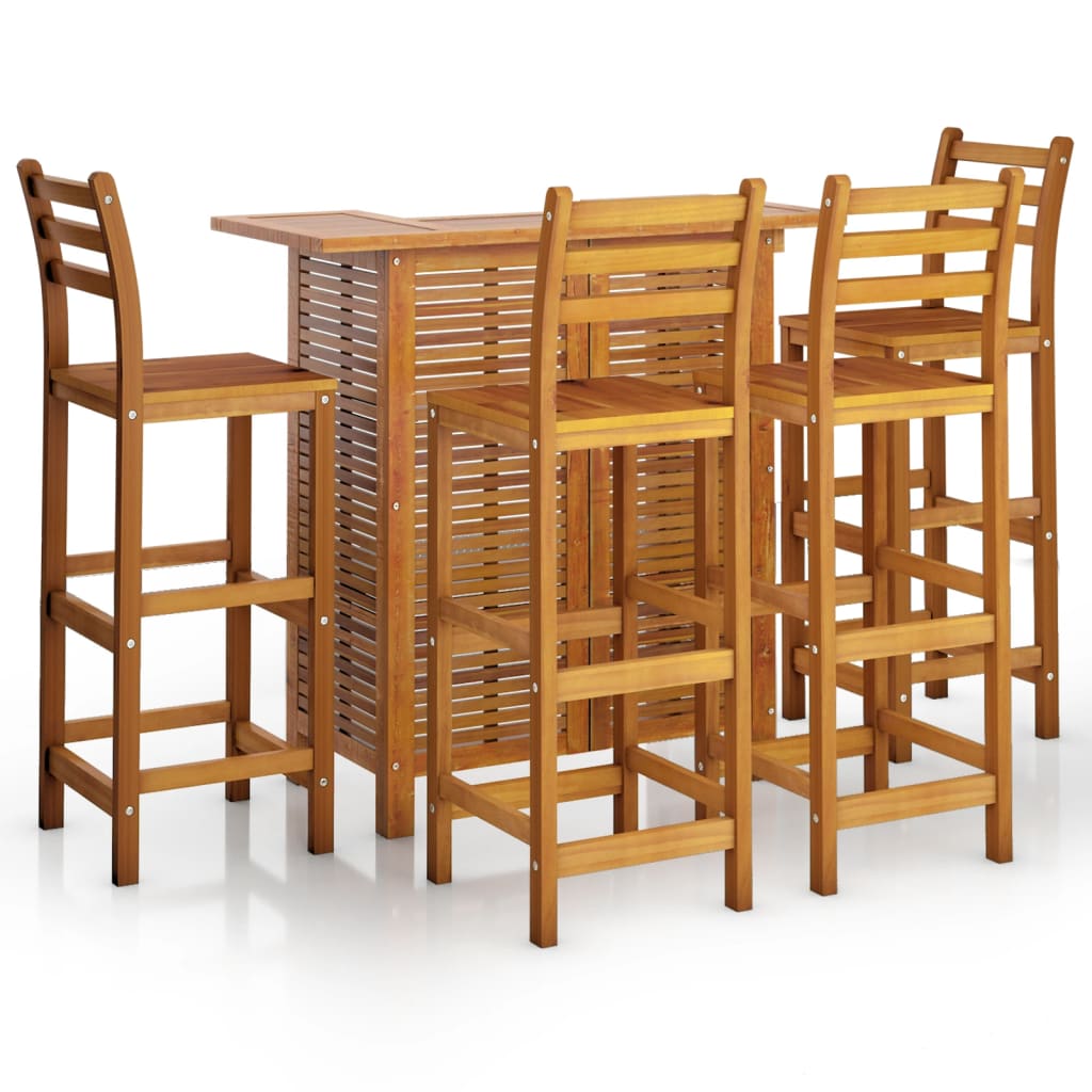 Garden Bar Set Brown Solid Acacia wood Medium Footrest