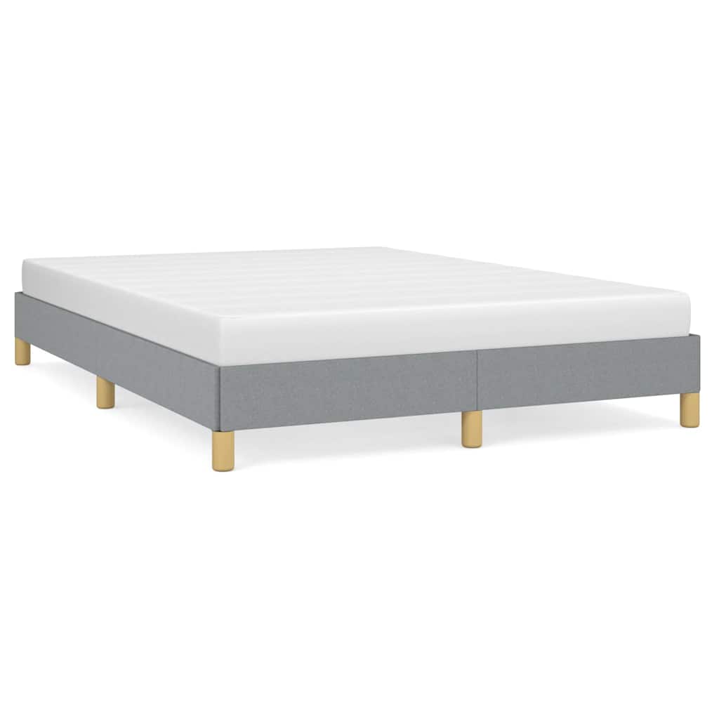 Bed Frame Light Gray Polyester, Plywood, Engineered Wood Full