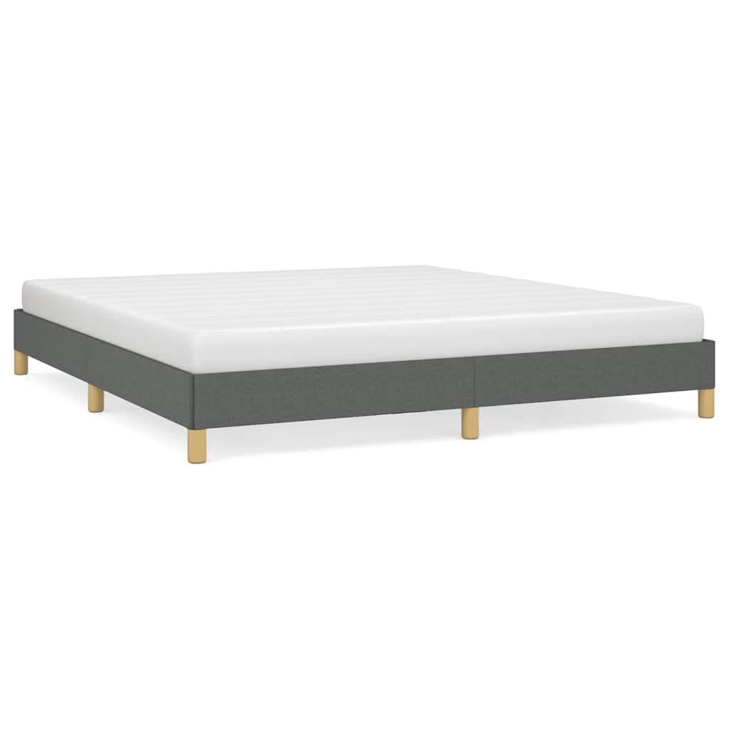 Bed Frame Dark Gray Polyester, Plywood, Engineered Wood