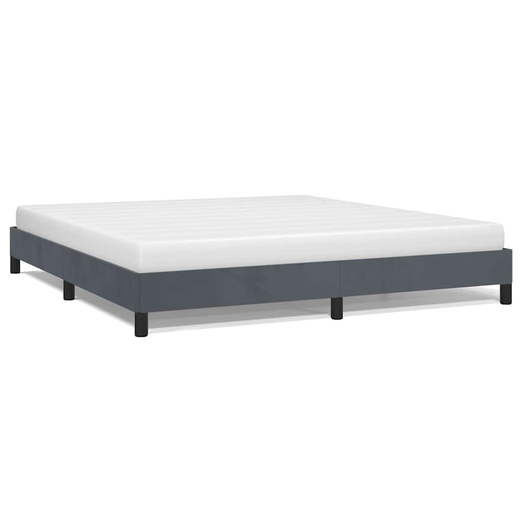 Bed Frame Dark Gray Velvet (100% polyester), plywood, engineered wood