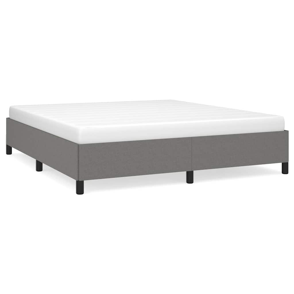 Bed Frame Dark Gray Polyester, Plywood, Engineered Wood
