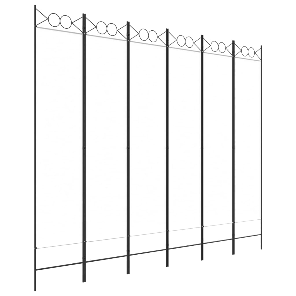 6-Panel Room Divider White 94.5"x78.7" Fabric