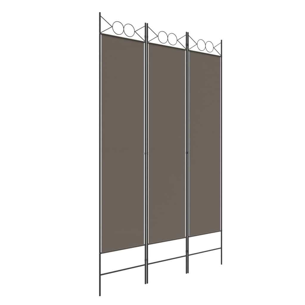 3-Panel Room Divider Anthracite 47.2"x86.6" Fabric