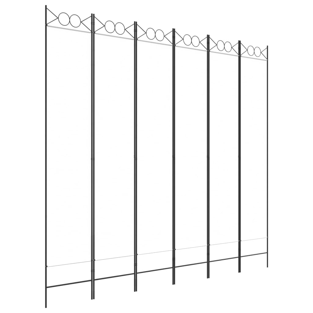 6-Panel Room Divider White 94.5"x86.6" Fabric
