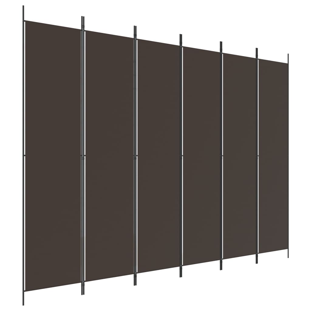 6-Panel Room Divider Brown 118.1"x86.6" Fabric