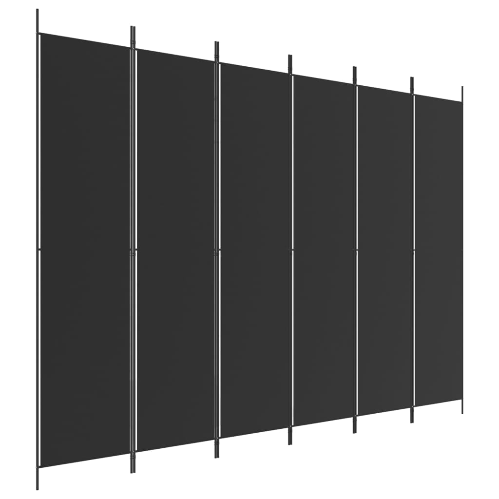 6-Panel Room Divider Black 118.1"x86.6" Fabric