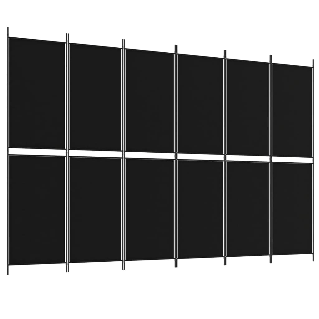 6-Panel Room Divider Black 118.1"x78.7" Fabric
