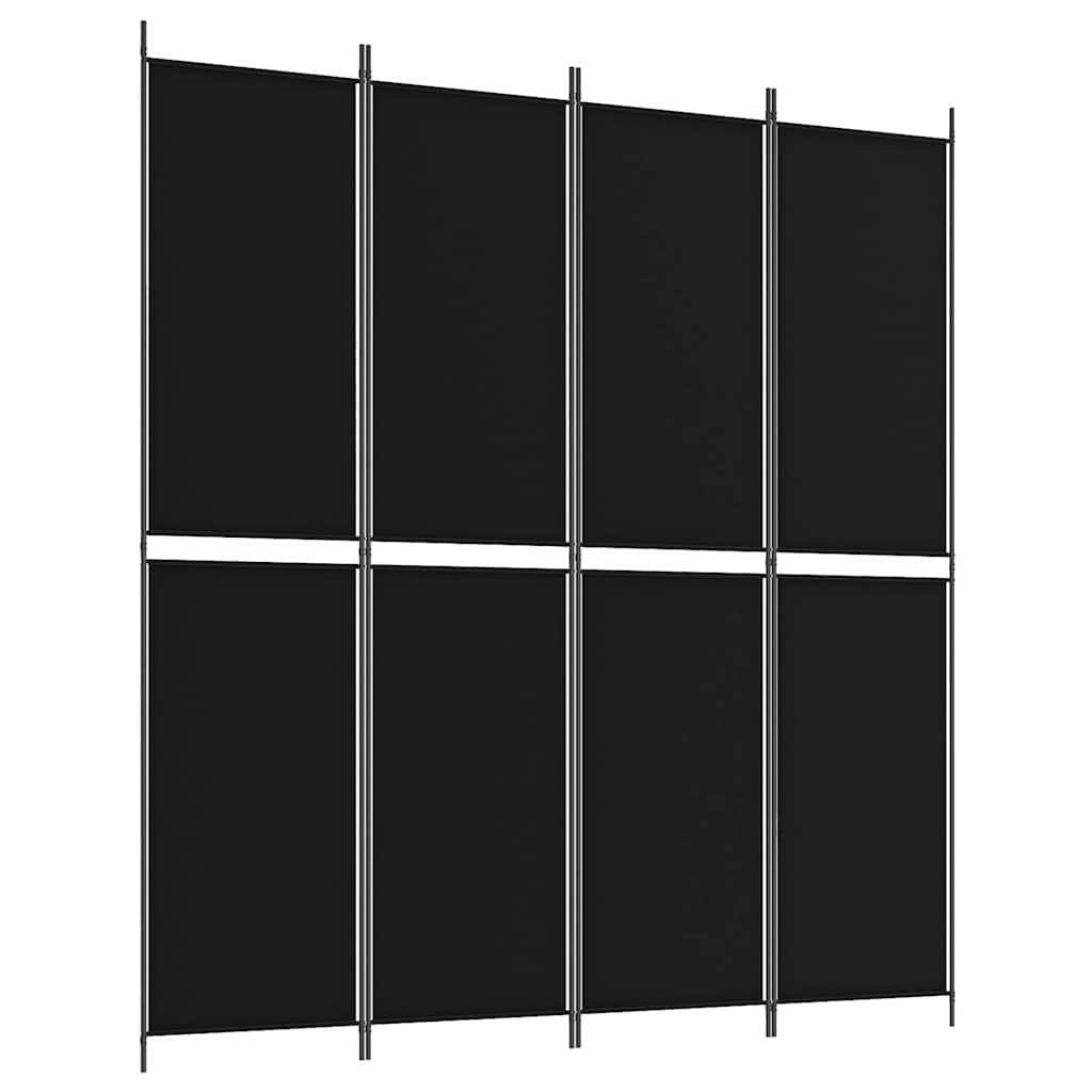 4-Panel Room Divider Black 78.7"x86.6" Fabric