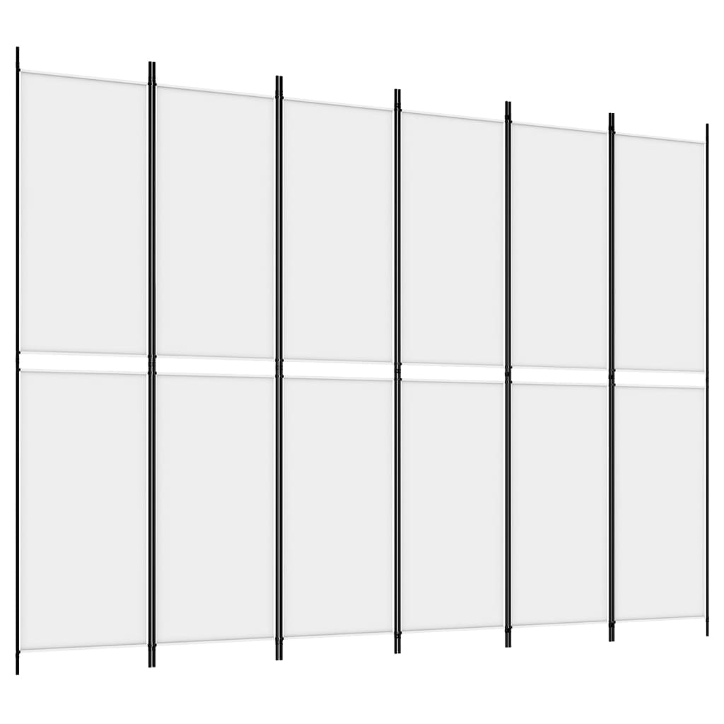 6-Panel Room Divider White 118.1"x86.6" Fabric