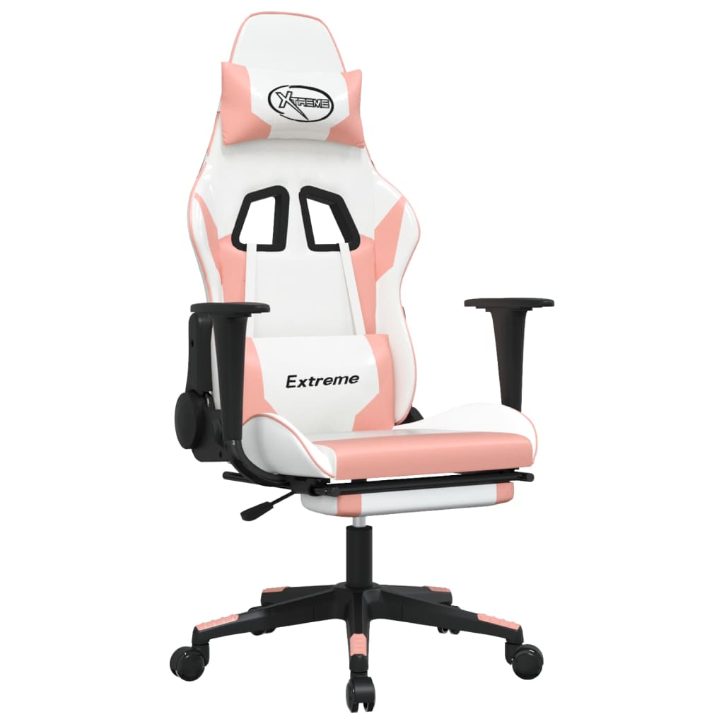 Gaming Chair White and Pink Faux leather, Metal, Plywood Adjustable