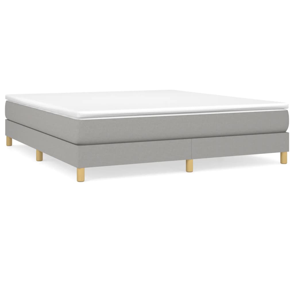 Bed Frame Light Gray Polyester Fabric, Plywood, Engineered Wood