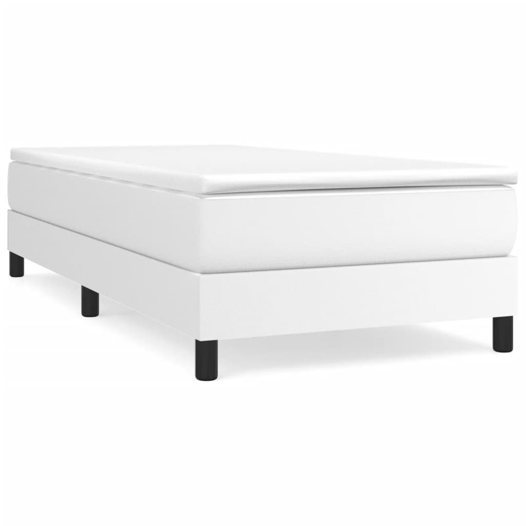 Bed Frame White Faux leather, plywood, engineered wood Twin