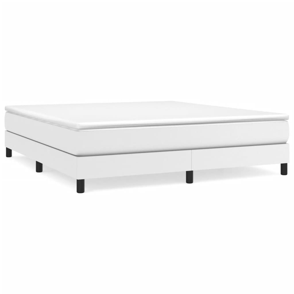 Bed Frame White Faux Leather King Durable Bed Frame