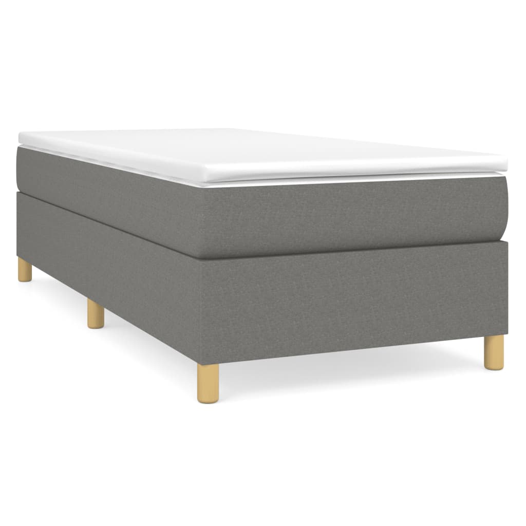 Bed Frame Dark Gray Polyester, Plywood, Engineered wood Twin