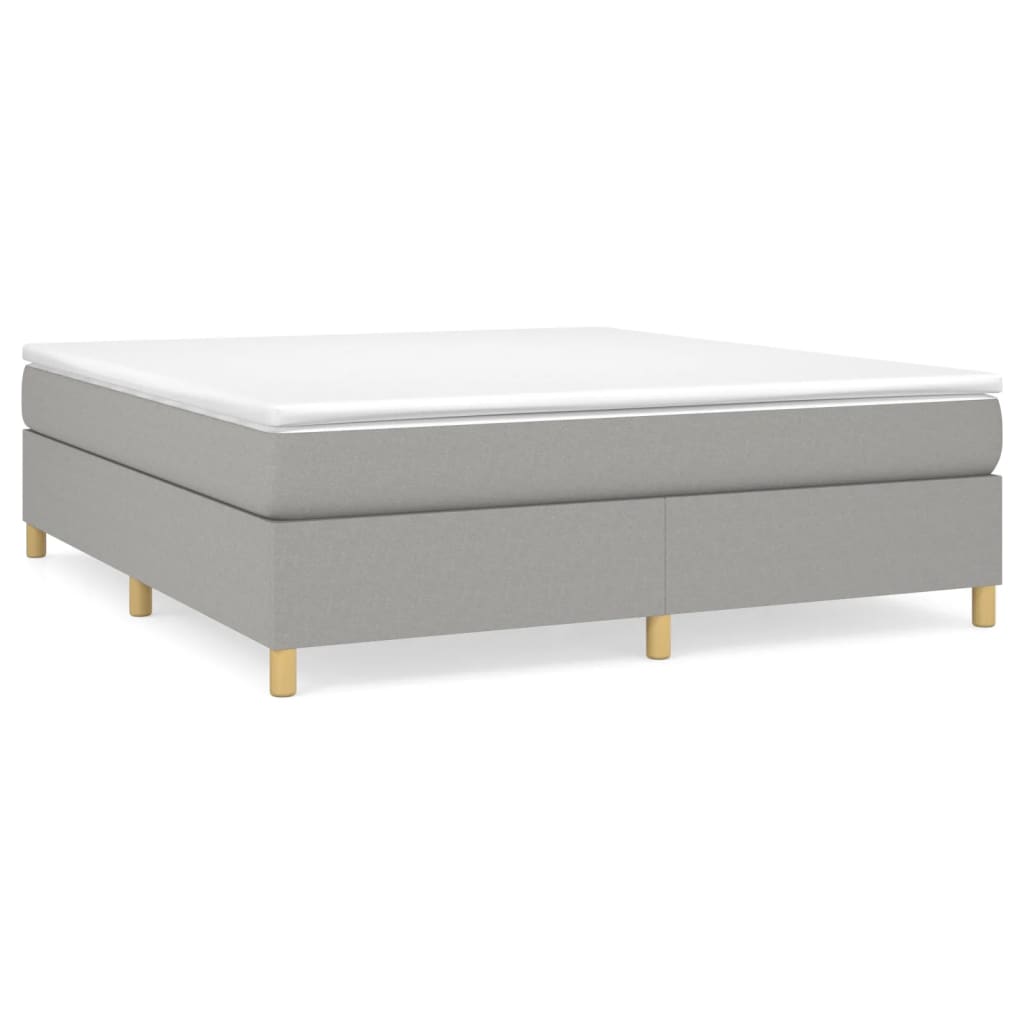 Bed Frame Light Grey Polyester, Plywood, Engineered Wood King