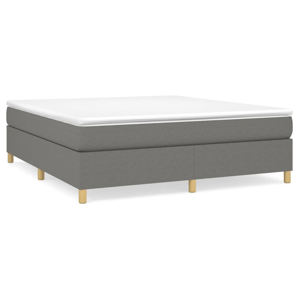 Box Spring Bed Frame Dark Gray California King Fabric (US Only)