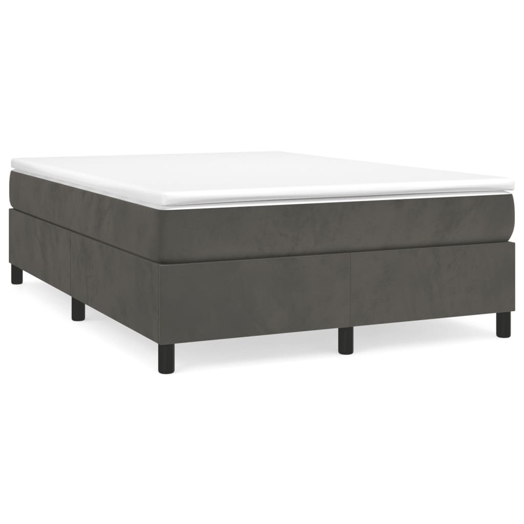 Bed Frame Dark grey Velvet, plywood, engineered wood Queen Modern