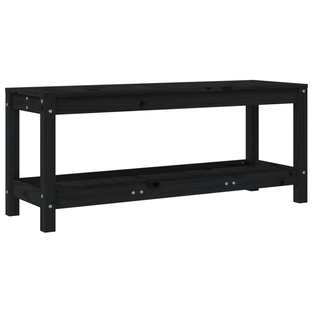 Garden Bench Black Solid pine wood Medium Garden Bench