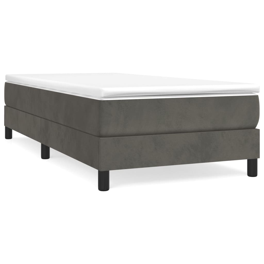 Box Spring Bed with Mattress Dark Gray 39.4"x79.9" Twin XL Velvet