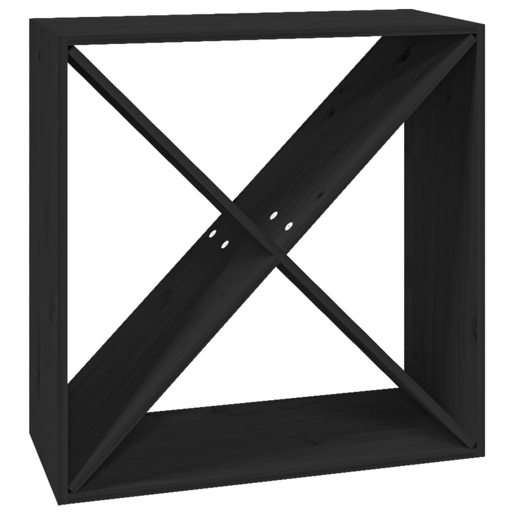 Wine Cabinet Black 24.4"x9.8"x24.4" Solid Wood Pine