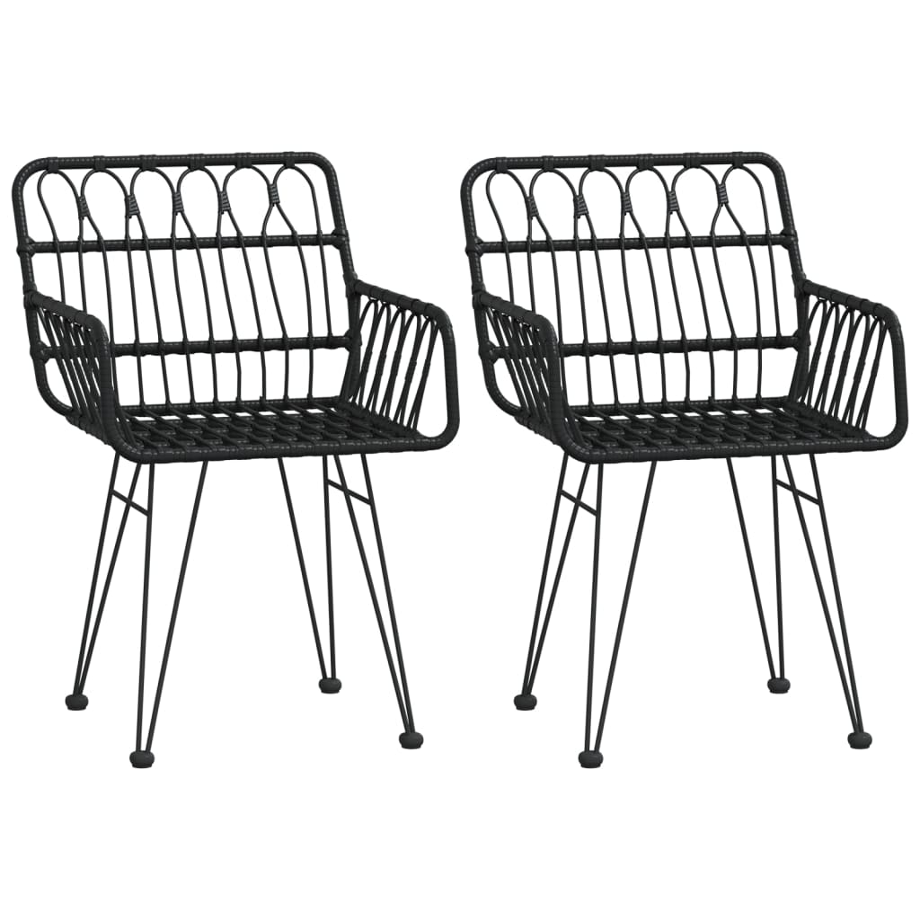 Garden Chair Set of 2 Black Steel, Polyethylene