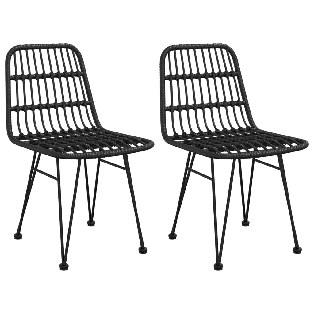 Garden Chair Set of 2 Black Steel, polyethylene