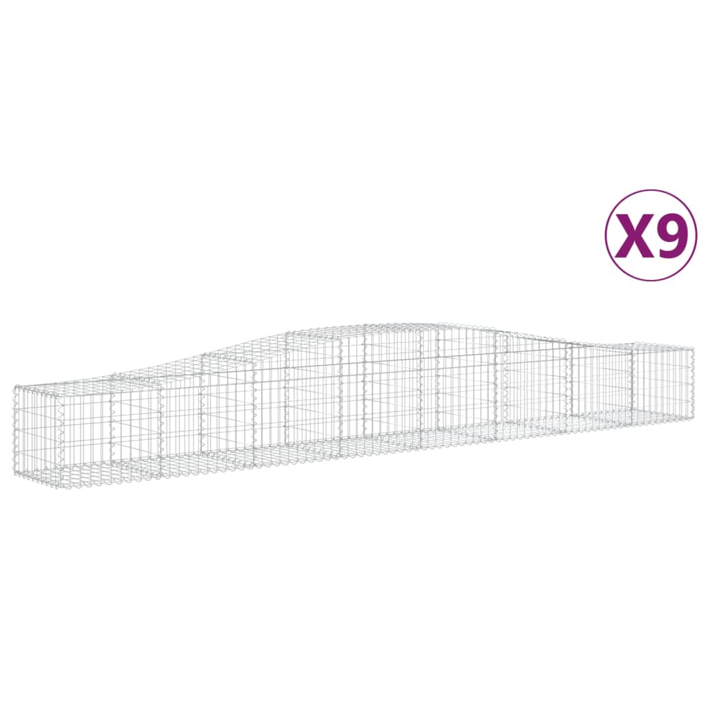 Gabion Basket Set of 9 Silver Galvanized iron Large
