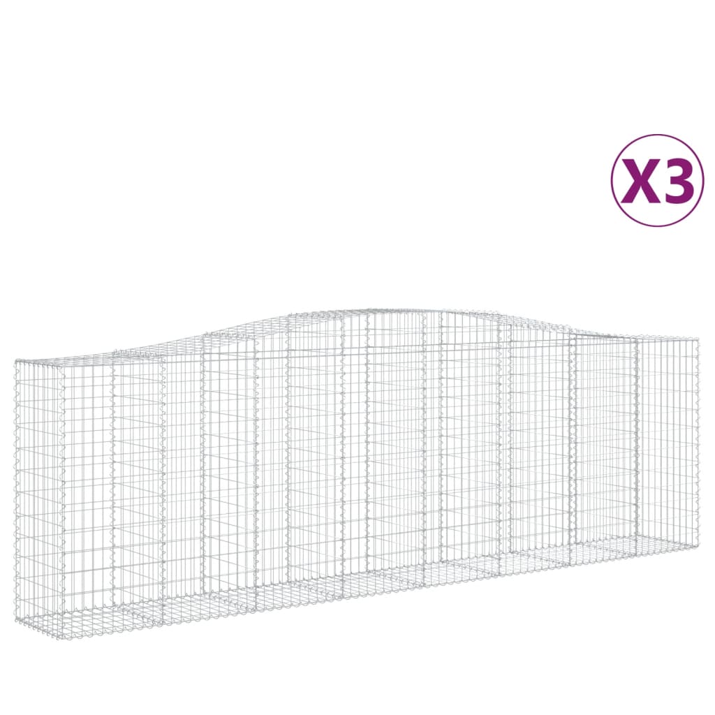 Gabion Basket Set of 3 Silver Galvanized iron Extra Large