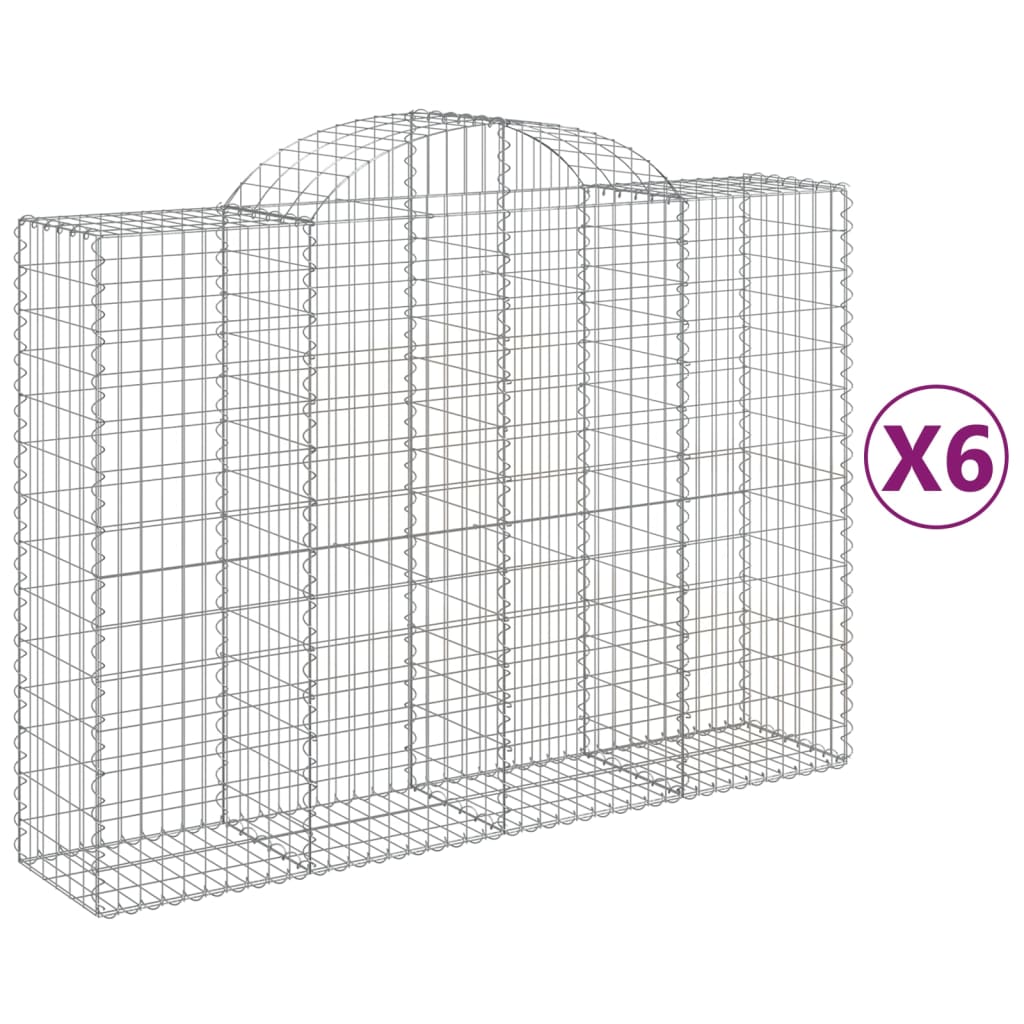 Gabion Basket Set of 6 Silver Galvanized Iron Large Durable