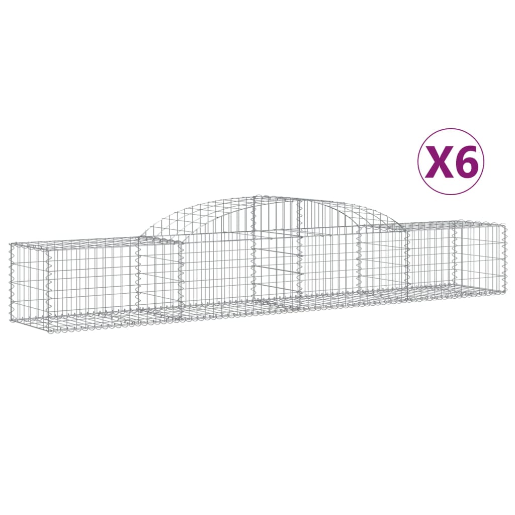 Gabion Basket Set of 6 Silver Galvanized Iron Extra Large