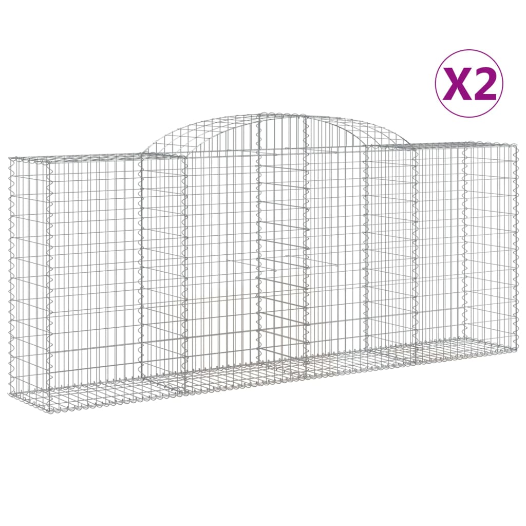 Gabion Basket Set of 2 Silver Galvanized iron Large Durable