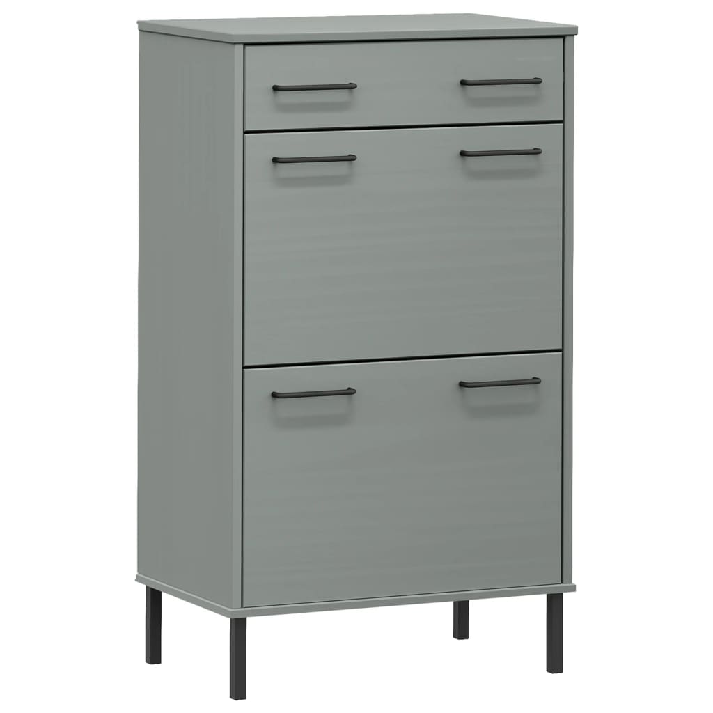 Shoe Rack Grey Solid pine wood, metal Medium Doors Shoe Rack