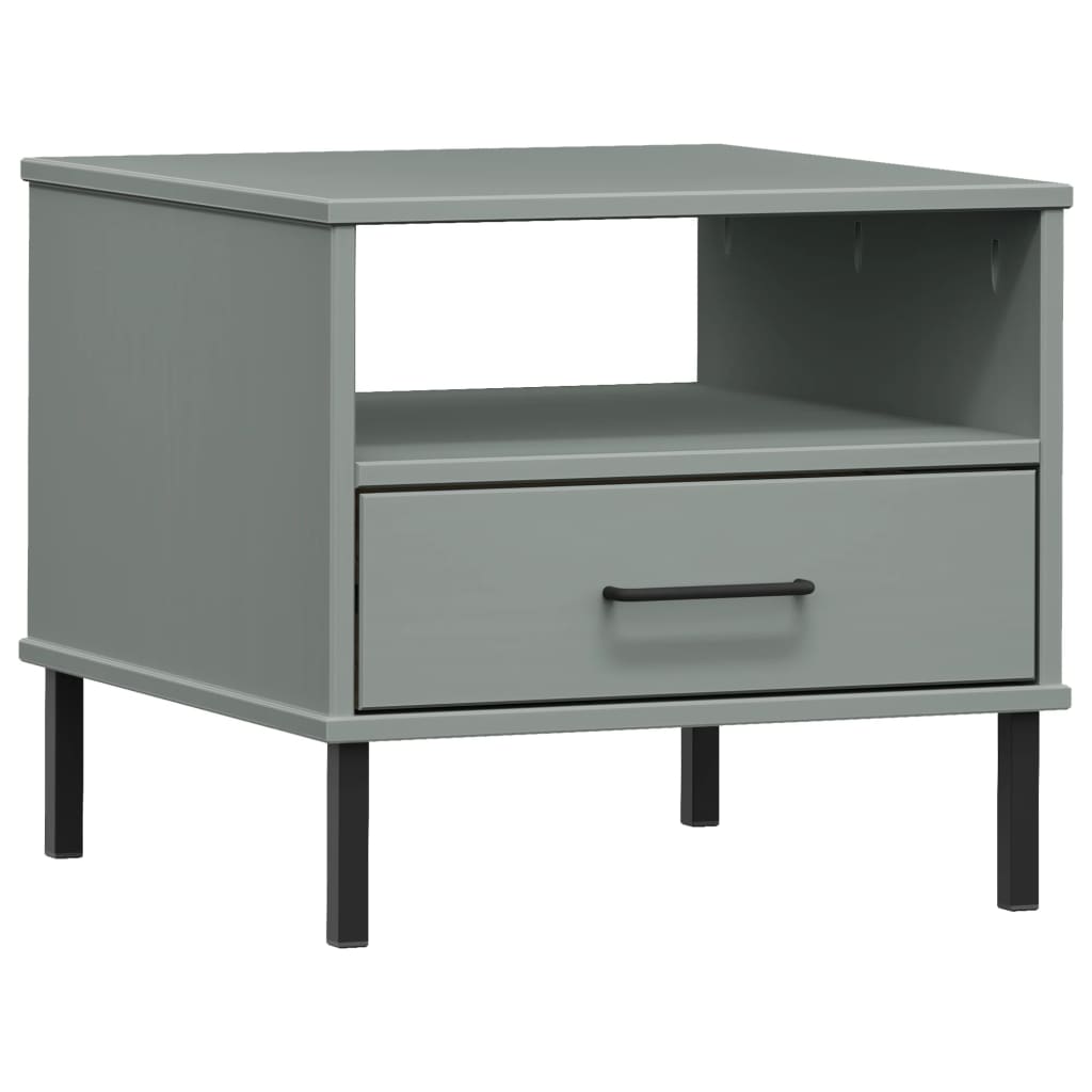 Bedside Table Grey Solid pine wood Bedside Table Rectangular