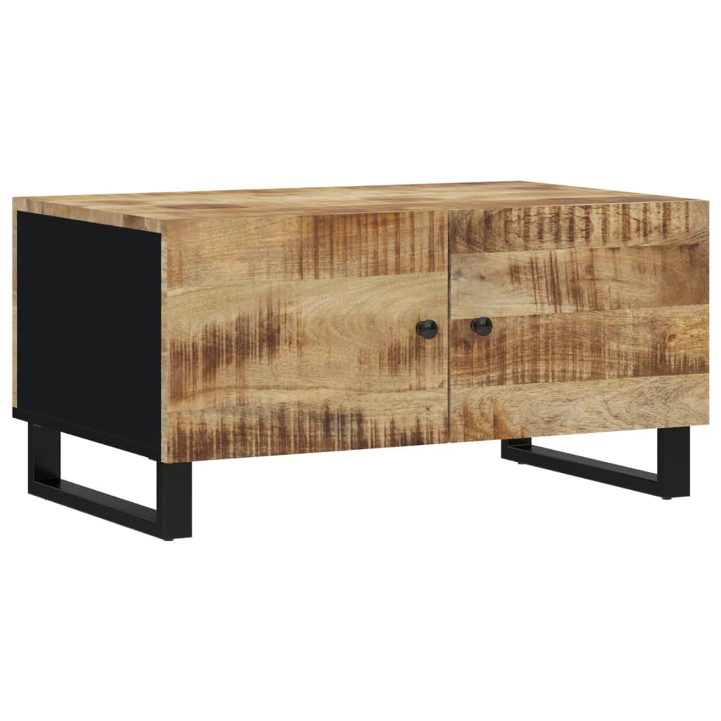 Coffee Table Natural wood and black Solid mango wood, engineered wood