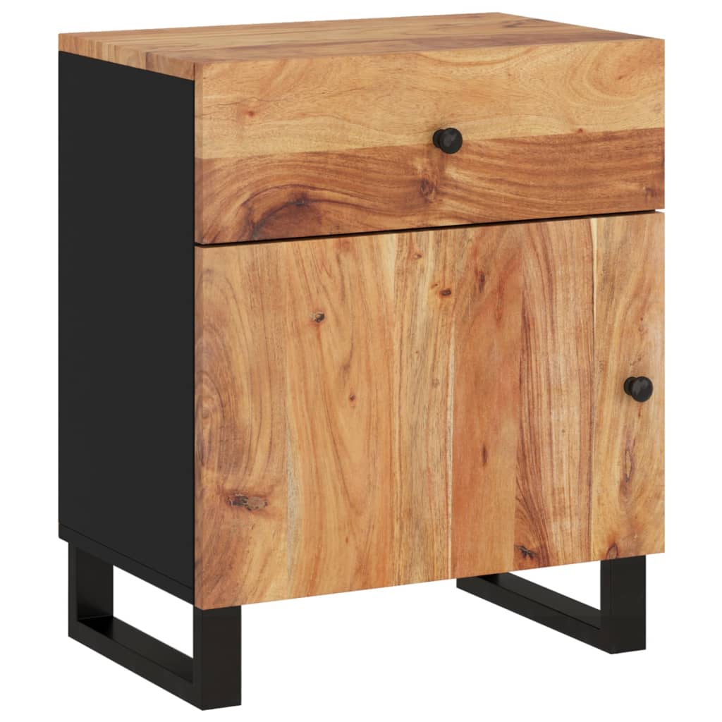 Bedside Cabinet Natural wood, Black