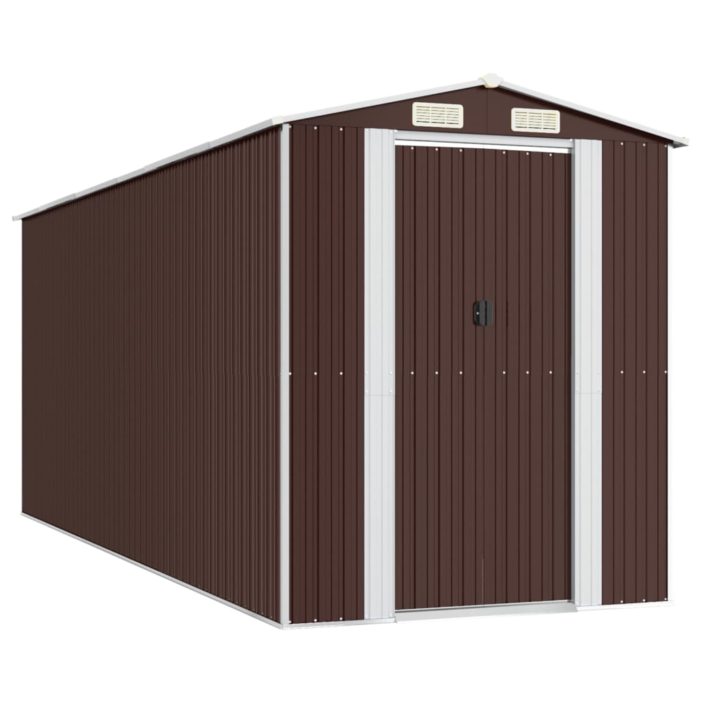 Garden Shed Dark Brown Galvanized Steel 75.6 x 205.5 x 87.8 in