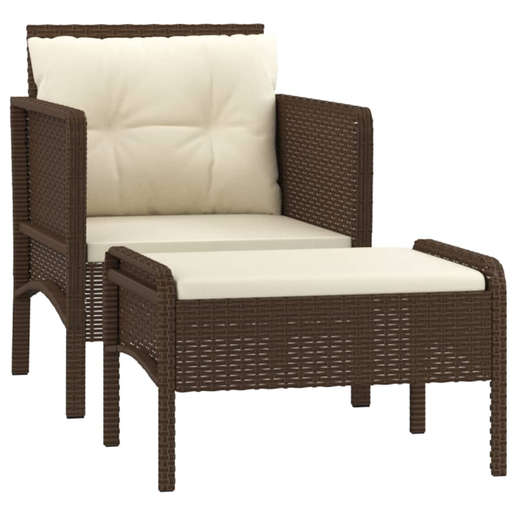 Patio Lounge Set Brown Poly Rattan Standard Durable