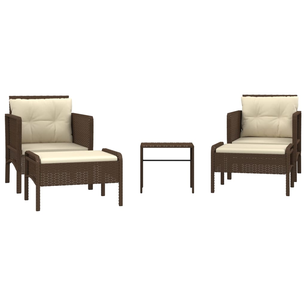 Patio Lounge Set Brown Poly Rattan Medium Durable