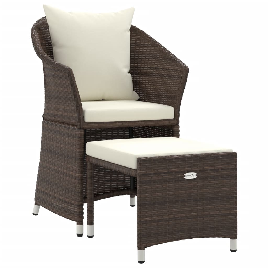 Patio Lounge Set Brown and White PE Rattan, Steel Compact Durable