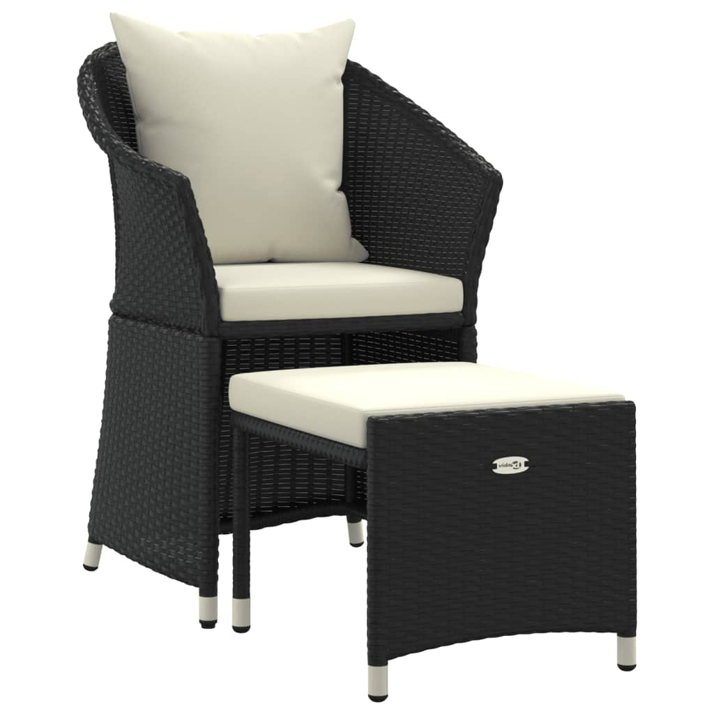 Garden Lounge Set Black Poly rattan, steel Medium