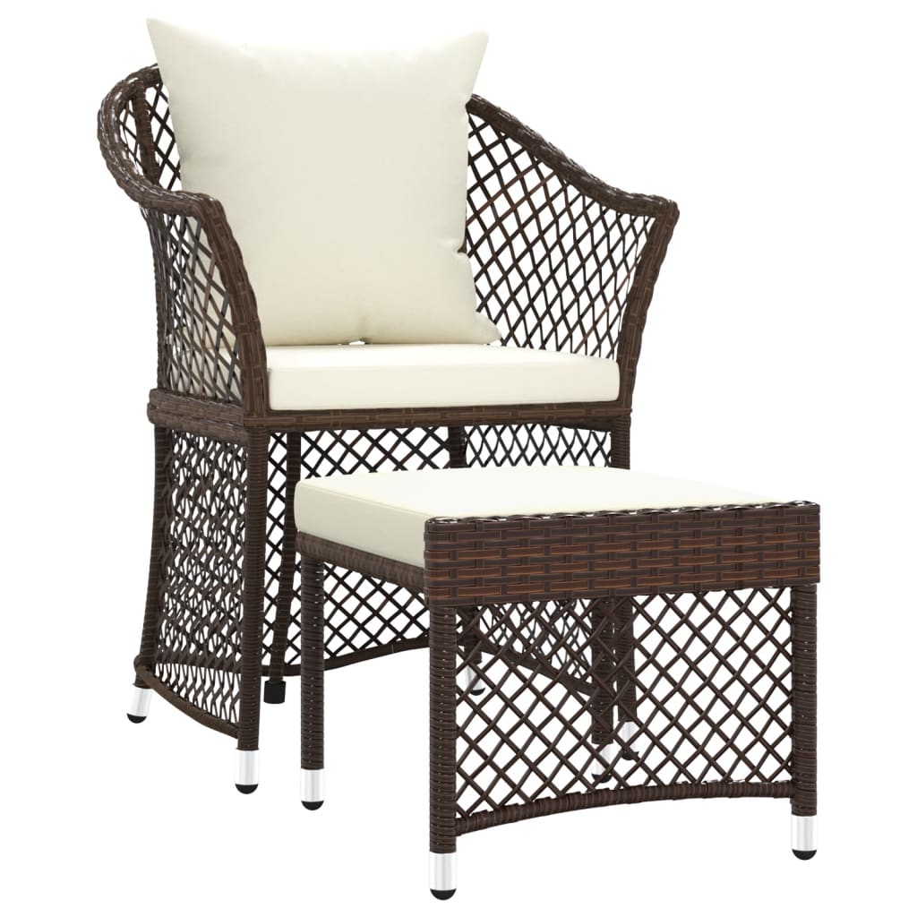 Patio Lounge Set Set of 2 Brown and white Poly rattan, Steel