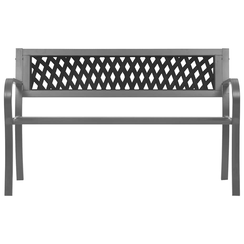 Garden Bench Black Steel, plastic 47.2 in Durable Garden Bench
