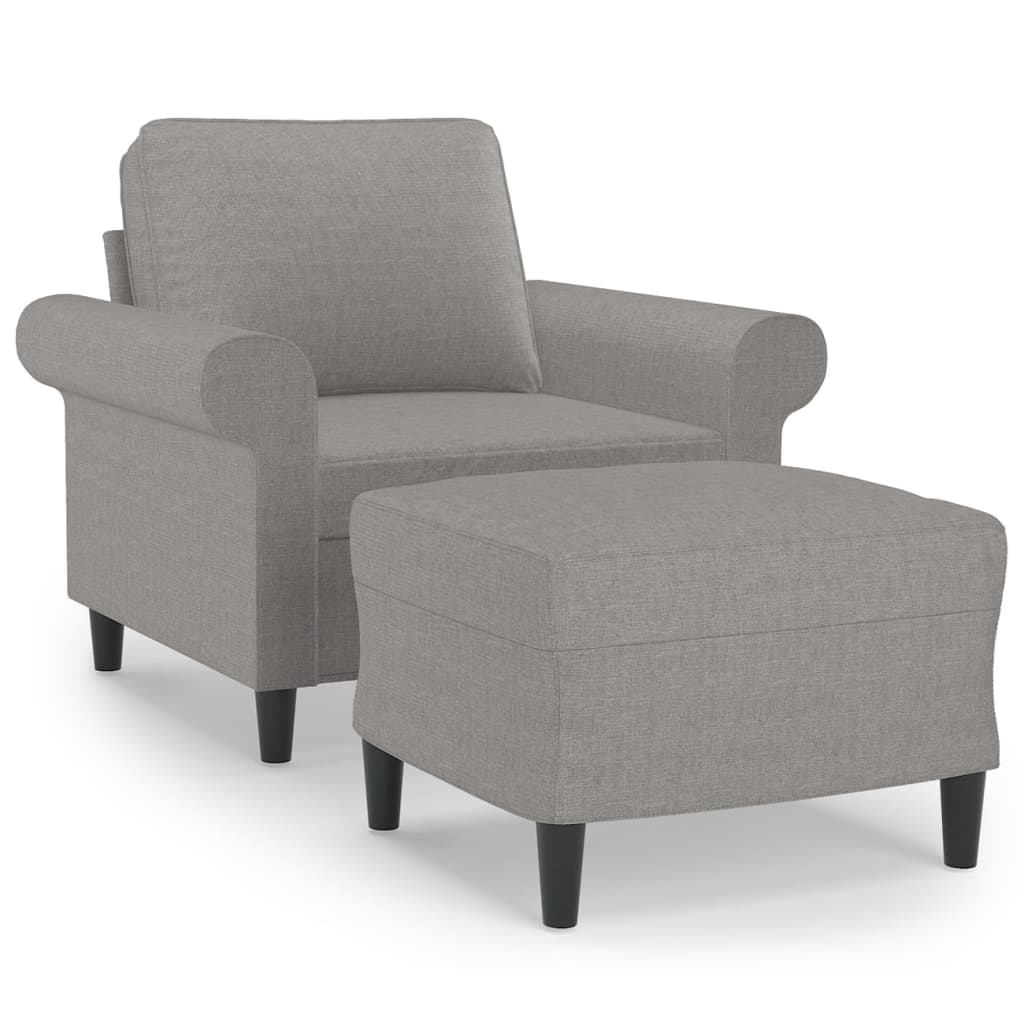Sofa Chair With Footstool Light Grey